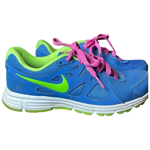 Nike Revolution 2 MSL Running Shoes – Periwinkle Blue/Lime/Pink – Women’s 6.5 - Picture 4 of 9